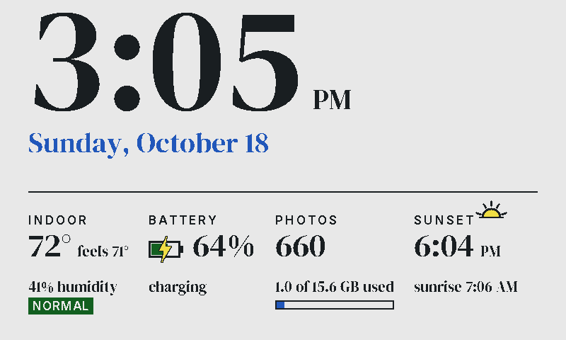 Status screen in the Dramatic typeface